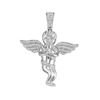 Image 1 : 0.50 CTWMens Diamond Praying Angel Cherub Charm Pendant 10KT White Gold - REF-52W4K