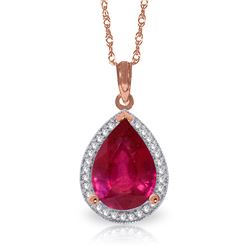 Genuine 5.51 ctw Ruby & Diamond Necklace Jewelry 14KT Rose Gold - REF-98Z3N