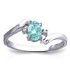 Genuine 0.46 ctw Blue Topaz & Diamond Ring Jewelry 14KT White Gold - REF-28V3W