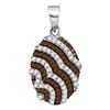 0.33 CTW Cognac-brown Color Diamond Oval Pendant 10KT White Gold - REF-19X4Y