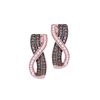Image 1 : 0.50 CTWCognac-brown Color Diamond Vertical Crossover Hoop Earrings 10KT Rose Gold - REF-41H2M