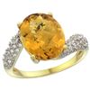 Image 1 : Natural 6.45 ctw quartz & Diamond Engagement Ring 14K Yellow Gold - REF-52A2V