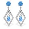 Genuine 2.4 ctw Blue Topaz Earrings Jewelry 14KT White Gold - REF-39N3R