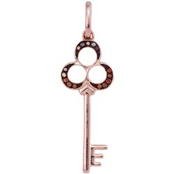 0.05 CTW Red Color Diamond Key Pendant 10KT Rose Gold - REF-9Y7X