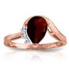 Genuine 1.52 ctw Garnet & Diamond Ring Jewelry 14KT Rose Gold - REF-51M4T