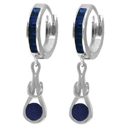 Genuine 2.6 ctw Sapphire Earrings Jewelry 14KT White Gold - REF-84K3V