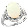 Natural 5.89 ctw opal & Diamond Engagement Ring 14K White Gold - REF-90F7N