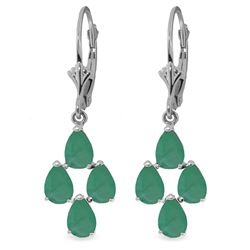Genuine 4.5 ctw Emerald Earrings Jewelry 14KT White Gold - REF-63F8Z
