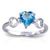 Genuine 0.96 ctw Blue Topaz & Diamond Ring Jewelry 14KT White Gold - REF-41F4Z