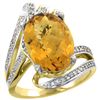 Natural 5.76 ctw quartz & Diamond Engagement Ring 14K Yellow Gold - REF-90V5F