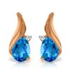 Genuine 5.06 ctw Blue Topaz & Diamond Earrings Jewelry 14KT Rose Gold - REF-54M2T