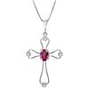 Genuine 0.57 ctw Pink Topaz & Diamond Necklace Jewelry 14KT White Gold - REF-40Z8N