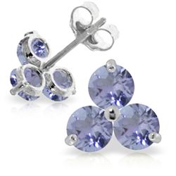Genuine 1.50 ctw Tanzanite Earrings Jewelry 14KT White Gold - REF-25Z4N