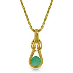 Genuine 0.65 ctw Emerald Necklace Jewelry 14KT Yellow Gold - REF-76V4W