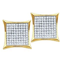 0.50 CTWDiamond Square Kite Cluster Earrings 10KT Yellow Gold - REF-37Y5X