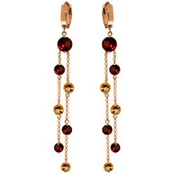 Genuine 8.99 ctw Garnet & Citrine Earrings Jewelry 14KT Rose Gold - REF-101M2T