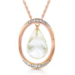 Genuine 11.60 ctw White Topaz & Diamond Necklace Jewelry 14KT Rose Gold - REF-112K2V
