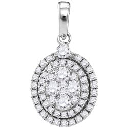 1.1 CTW Diamond Oval Cluster Pendant 14KT White Gold - REF-132H2M
