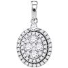 Image 1 : 1.1 CTW Diamond Oval Cluster Pendant 14KT White Gold - REF-132H2M