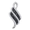 0.54 CTW Black Color Diamond Cluster Pendant 10KT White Gold - REF-24F2N
