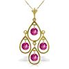 Genuine 1.20 ctw Pink Topaz Necklace Jewelry 14KT Yellow Gold - REF-31X2M