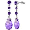 Genuine 13.2 ctw Amethyst Earrings Jewelry 14KT White Gold - REF-39X3M