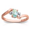 Genuine 0.46 ctw Aquamarine & Diamond Ring Jewelry 14KT Rose Gold - REF-29F3Z