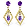Genuine 2.4 ctw Amethyst Earrings Jewelry 14KT Yellow Gold - REF-39F3Z