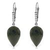 Genuine 24.65 ctw Black Spinel & Diamond Earrings Jewelry 14KT White Gold - REF-46T7A