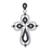 0.54 CTW Black Color Diamond Cross Faith Pendant 10KT White Gold - REF-26K9W