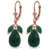 Genuine 18.6 ctw Emerald & Green Sapphire Corundum Earrings Jewelry 14KT Rose Gold - REF-49R3P