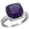 Natural 5.96 ctw Amethyst & Diamond Engagement Ring 10K White Gold - REF-32G4M
