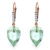 Genuine 22.65 ctw Blue Topaz & Diamond Earrings Jewelry 14KT Rose Gold - REF-65R3P