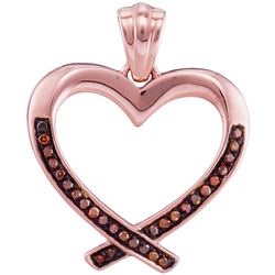 0.10 CTW Red Color Diamond Heart Love Pendant 10KT Rose Gold - REF-19H4M