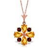 Genuine 2.43 ctw Citrine & Garnet Necklace Jewelry 14KT Rose Gold - REF-29W7Y
