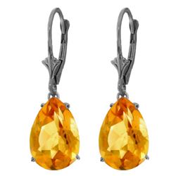 Genuine 10 ctw Citrine Earrings Jewelry 14KT White Gold - REF-45T3A