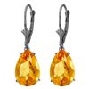 Genuine 10 ctw Citrine Earrings Jewelry 14KT White Gold - REF-45T3A