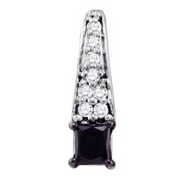0.51 CTW Princess Black Color Diamond Solitaire Pendant 10KT White Gold - REF-14K9W