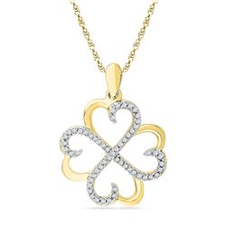 0.20 CTW Diamond Heart Love Pendant 10KT Yellow Gold - REF-19H4M