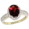 Natural 1.91 ctw Garnet & Diamond Engagement Ring 10K Yellow Gold - REF-32A5V