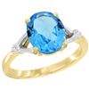 Natural 2.41 ctw Swiss-blue-topaz & Diamond Engagement Ring 10K Yellow Gold - REF-24R6Z