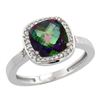 Natural 3.94 ctw Mystic-topaz & Diamond Engagement Ring 14K White Gold - REF-38Y3X
