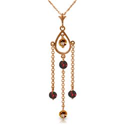 Genuine 1.50 ctw Citrine & Garnet Necklace Jewelry 14KT Rose Gold - REF-29Y7F