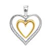 Image 1 : 0.15 CTW Diamond Dangling Nested Heart Love Pendant 10KT Two-tone Gold - REF-18H2M