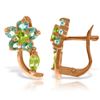 Genuine 1.72 ctw Blue Topaz & Peridot Earrings Jewelry 14KT Rose Gold - REF-40K5V