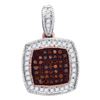 0.20 CTW Red Color Diamond Square Cluster Pendant 10KT Rose Gold - REF-25H4M