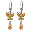 Genuine 2.74 ctw Citrine Earrings Jewelry 14KT White Gold - REF-42H6X