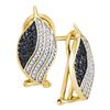 Image 1 : 0.45 CTW Black Color Diamond Oval Cluster Earrings 10KT Yellow Gold - REF-34W4K