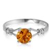 Genuine 1.02 ctw Citrine & Diamond Ring Jewelry 14KT White Gold - REF-28N3R