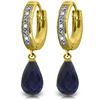 Genuine 6.64 ctw Sapphire & Diamond Earrings Jewelry 14KT Yellow Gold - REF-50T2A